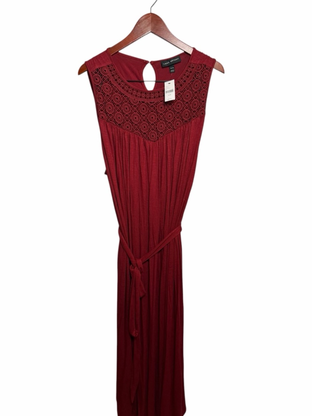 Lane Bryant Burgundy Maxi Dress with Lace Yoke - Picture 2 of 12